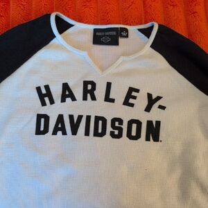 Harley-Davidson Men's V-Neck Sweater in Black and White